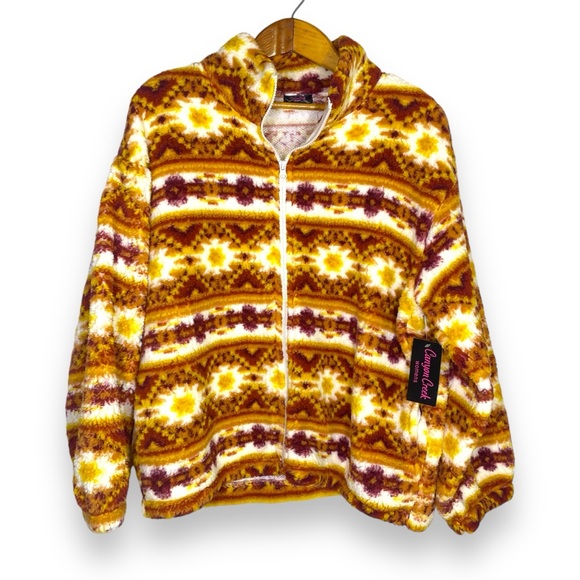 Canyon Creek Aztec Western Fuzzy Fleece Sherpa Full Zip Jacket Sweatshirt - Picture 1 of 5